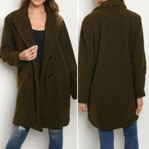 TEDDY BEAR COAT IN OLIVE